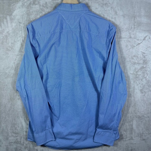 Tommy Hilfiger Shirt Men's L Stretch Extensible Blue Dotted Long Sleeve - Picture 7 of 7